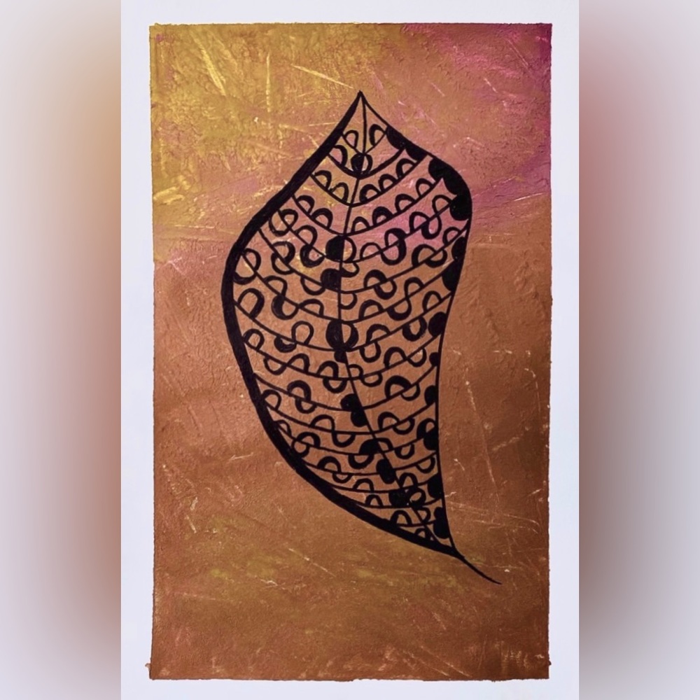 LAST CHANCE SALE! ORIGINAL ABSTRACT Leaf Art Mixed Media Painting